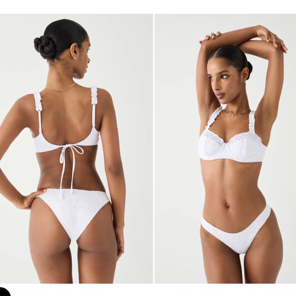 Frankie's Bikinis Dove Classic Eyelet Bikini Bottom in Angel